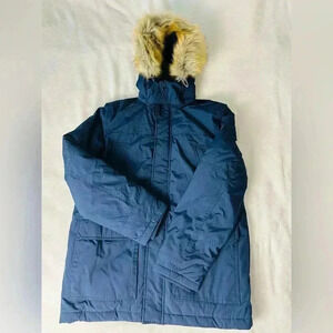 Tommy Hilfiger Navy Blue Parka with Faux Fur Hood Size Large